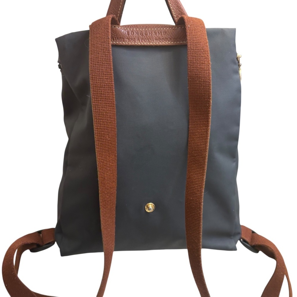 Longchamp le pliage gray and brown backpack - Picture 2 of 10